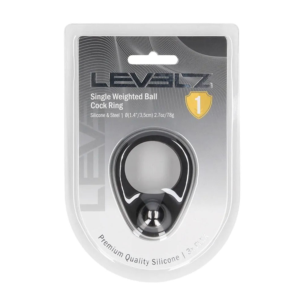 LEVELZ Single Weighted Ball Cock Ring - Black - Black Weighted Cock Ring - Image 6