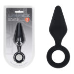 LEVELZ Silicone Anal Plug with Loop - Large - Black Large Butt Plug
