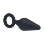 LEVELZ Silicone Anal Plug with Loop - Large - Black Large Butt Plug - Image 3