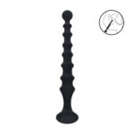 LEVELZ Ribbed Silicone Flared Anal Probe - Black 26.7 cm Anal Beads - Image 2