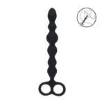 LEVELZ Beaded Silicone Anal Probe with Double Loop - Black 24.5 cm Anal Beads - Image 2
