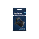 Techno - Strobe - Black - Black USB Rechargeable Vibrating Cock Ring with App Control - Image 4