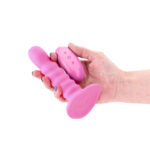 Colours Ribbed - 5'' Vibrating Dildo - Pink - Pink 14.5 cm USB Rechargeable Vibrating Dildo with Wireless Remote - Image 2