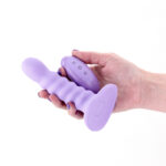 Colours Ribbed - 5'' Vibrating Dildo - Purple - Purple 14.5 cm USB Rechargeable Vibrating Dildo with Wireless Remote - Image 2