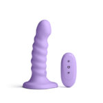 Colours Ribbed - 5'' Vibrating Dildo - Purple - Purple 14.5 cm USB Rechargeable Vibrating Dildo with Wireless Remote - Image 3