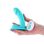 Colours Curve - Vibrating 5'' Dildo - Teal - Teal 12.6 cm USB Rechargeable Vibrating Dildo with Wireless Remote - Image 2