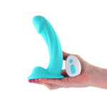 Colours Curve - Vibrating 6'' Dildo - Teal - Teal 16.4 cm USB Rechargeable Vibrating Dildo with Wireless Remote - Image 2