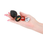 Glams Xchange Round - Medium - Black Medium Butt Plug with Interchangeable Round Gems - Image 2