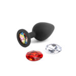 Glams Xchange Round - Medium - Black Medium Butt Plug with Interchangeable Round Gems - Image 3