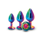 Rear Assets Trainer Kit - Multicolour - Rainbow - Multi Coloured Metallic Butt Plugs with Rainbow Gems - Set of 3 Sizes - Image 3