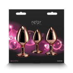 Rear Assets Trainer Kit - Rose Gold - Pink - Rose Gold Metallic Butt Plugs with Pink Gems - Set of 3 Sizes - Image 4