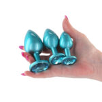 Rear Assets Trainer Kit - Iridescent Teal - Iridescent Teal Metallic Butt Plugs - Set of 3 Sizes - Image 3