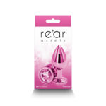 Rear Assets - Medium - Pink - Pink 8.2 cm Medium Metal Butt Plug with Pink Round Gem Base - Image 4