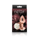 Rear Assets Rose - Small - Rose Gold 7.6 cm Metal Butt Plug with White Rose Base - Image 3