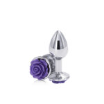 Rear Assets Rose - Small - Chrome 7.6 cm Metal Butt Plug with Purple Rose Base - Image 2