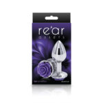 Rear Assets Rose - Small - Chrome 7.6 cm Metal Butt Plug with Purple Rose Base - Image 3