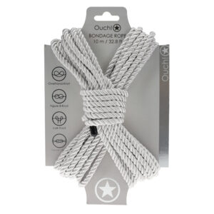 OUCH! Bondage Rope - 10 M - Silver - Silver Nylon Bondage Rope - 10 metre Length