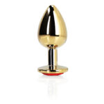OUCH! Heart Gem Gold Butt Plug - Large - Gold 9.3 cm Large Butt Plug with Heart Gem Base - Image 2