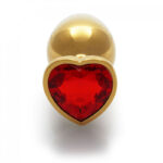 OUCH! Heart Gem Gold Butt Plug - Large - Gold 9.3 cm Large Butt Plug with Heart Gem Base - Image 3