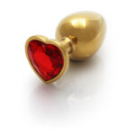 OUCH! Heart Gem Gold Butt Plug - Large - Gold 9.3 cm Large Butt Plug with Heart Gem Base - Image 4