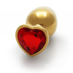 OUCH! Heart Gem Gold Butt Plug - Large - Gold 9.3 cm Large Butt Plug with Heart Gem Base - Image 5