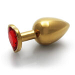 OUCH! Heart Gem Gold Butt Plug - Large - Gold 9.3 cm Large Butt Plug with Heart Gem Base - Image 6
