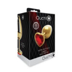 OUCH! Heart Gem Gold Butt Plug - Large - Gold 9.3 cm Large Butt Plug with Heart Gem Base - Image 8