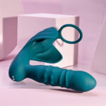 Playboy Pleasure BRING IT ON - Teal USB Rechargeable Thrusting Anal Plug with Cock Ring - Image 4