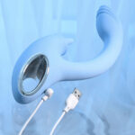 Playboy Pleasure SAPPHIRE SKY - Blue 21.6 cm USB Rechargeable Vibrator with Double Tongue Stimulator - Image 9