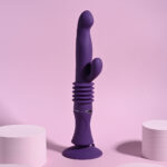 Playboy Pleasure HOPPY ENDING - Purple 29.2 cm USB Rechargeable Thrusting Rabbit Vibrator - Image 2