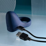 Playboy Pleasure PLEASURE POINT - Blue USB Rechargeable Vibrating Cock Ring - Image 9