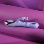 Playboy Pleasure TAP ME IN - Purple 24.2 cm USB Rechargeable Rabbit Vibrator with Tapping Shaft - Image 5