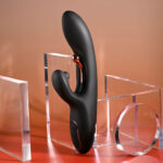Playboy Pleasure AUREUS - Black 22.7 cm USB Rechargeable Rabbit Vibrator with Internal Flicker - Image 3