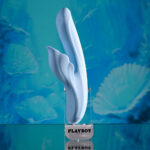 Playboy Pleasure IN BLOOM - Blue 23.5 cm USB Rechargeable Thrusting Tapping & Heating Dual Vibrator - Image 2