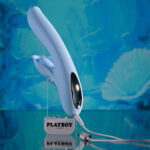 Playboy Pleasure IN BLOOM - Blue 23.5 cm USB Rechargeable Thrusting Tapping & Heating Dual Vibrator - Image 9