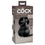 King Cock Elite The Crown Jewels Vibrating Silicone Balls - Black USB Rechargeable Vibrating Cock Ring - Image 2