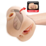 PDX Plus Double Pounder Vibrating Squeeze Stroker - Flesh - Flesh USB Rechargeable Vibrating Vagina Stroker - Image 4