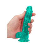 REALROCK 6'' Realistic Dildo With Balls - Turquoise 15.2 cm Dong - Image 2