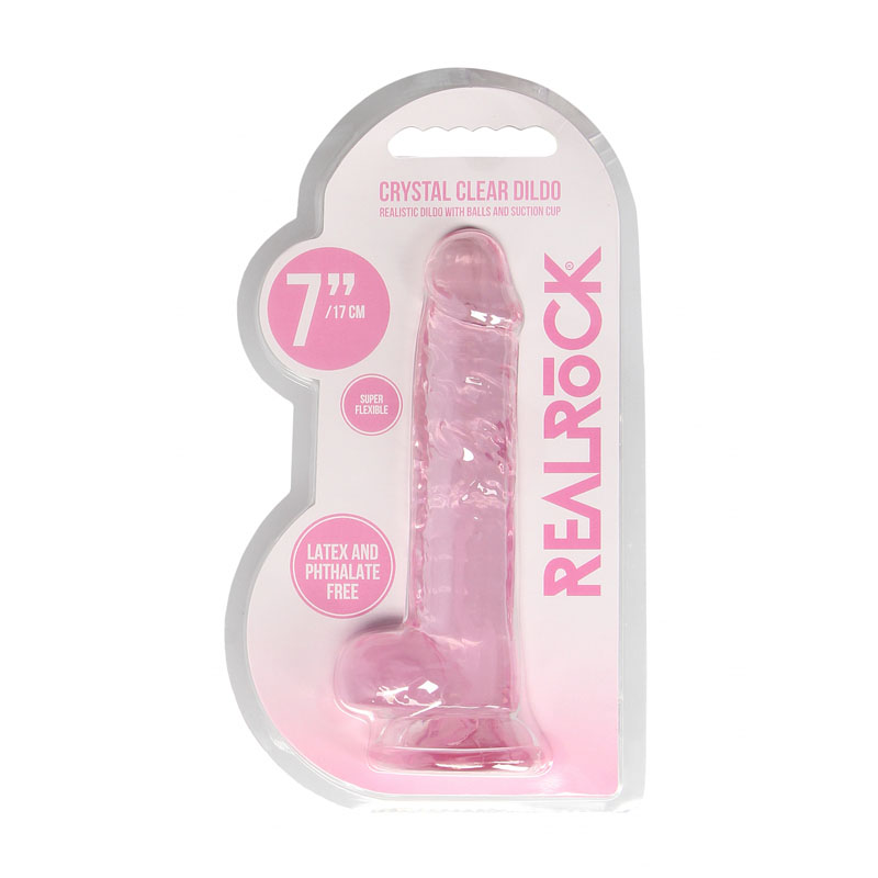 REALROCK 7'' Realistic Dildo With Balls - Pink 17.8 cm Dong - Image 3