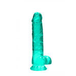 REALROCK 8'' Realistic Dildo With Balls - Turquoise 20.3 cm Dong - Image 3