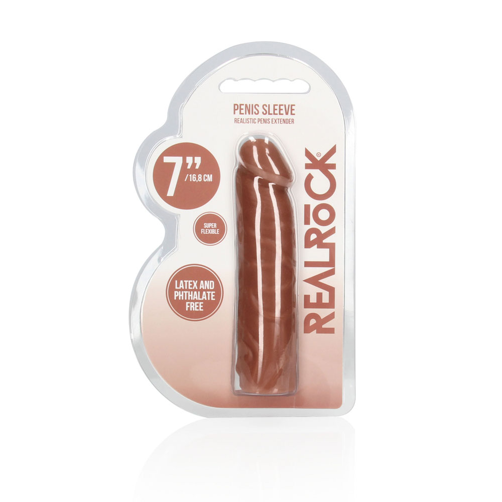 REALROCK 7'' Penis Extender - Tan - Tan 17.8 cm Penis Extension Sleeve - Image 3