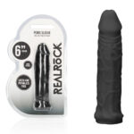 REALROCK 6'' Realistic Penis Sleeve - Black - Black 15.2 cm Penis Extension Sleeve
