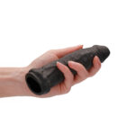 REALROCK 6'' Realistic Penis Sleeve - Black - Black 15.2 cm Penis Extension Sleeve - Image 2