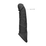 REALROCK 8'' Realistic Penis Extender with Rings - Black - Black 20.3 cm Penis Extension Sleeve - Image 7