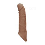 REALROCK 8'' Realistic Penis Extender with Rings - Tan - Tan 20.3 cm Penis Extension Sleeve - Image 7