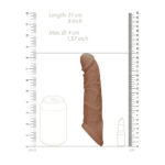 REALROCK 8'' Realistic Penis Extender with Rings - Tan - Tan 20.3 cm Penis Extension Sleeve - Image 8