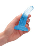 REALROCK Non Realistic Dildo With Suction Cup - 11.5 cm - Blue - Blue 11.5 cm Curved Pegging Dong - Image 2