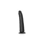 REALROCK Realistic Slim Dildo with Suction Cup - 18cm - Black 18 cm (7'') Dong - Image 5