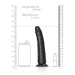 REALROCK Realistic Slim Dildo with Suction Cup - 18cm - Black 18 cm (7'') Dong - Image 8
