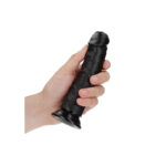 REALROCK Realistic Regular Curved Dildo with Suction Cup - 15.5 cm - Black 15.5 cm (6'') Dong - Image 2